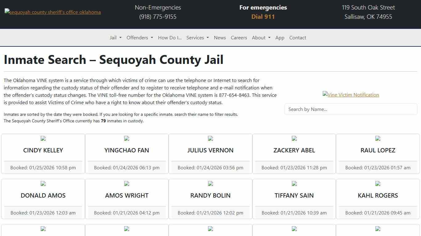 Inmate Search Sequoyah County Sheriff's Office